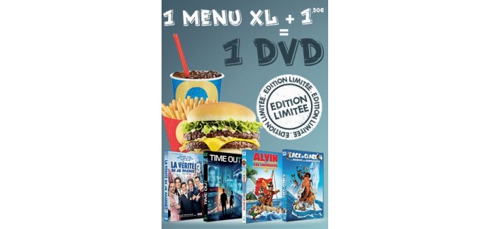 Quick: 1 Menu XL acheté en restaurant Quick + 1,5€ = 1 DVD offert