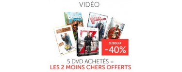 Cultura: 5 DVD achetés = les 2 moins chers offerts