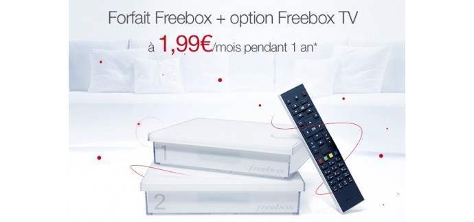 Free: Forfait Freebox + option Freebox TV pour 1,99€ par mois pendant 1 an