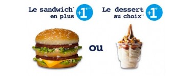McDonald's: Pour un Menu Best Of acheté, profitez d'1 dessert ou 1 sandwich pour 1€ 