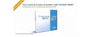 Krys: 30€ remboursés pour 2 boîtes de 90 lentilles Krys à usage quotidien achetées