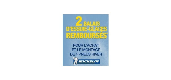 Norauto: 2 balais d'essuie-glaces remboursés pour l'achat de 4 pneus hiver Michelin