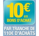 Norauto: 10€ offerts en bons d'achat par tranche de 110€ d'achats de pneus et pièces auto