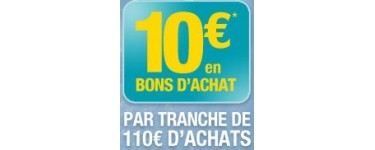 Norauto: 10€ offerts en bons d'achat par tranche de 110€ d'achats de pneus et pièces auto