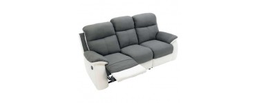 Conforama: Canapé 3 places gris et blanc avec position de relaxation à 480,40€ au lieu de 794€