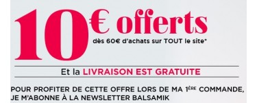 BALSAMIK: 10€ de réduction dès 60€ d'achat en vous inscrivant à la newsletter