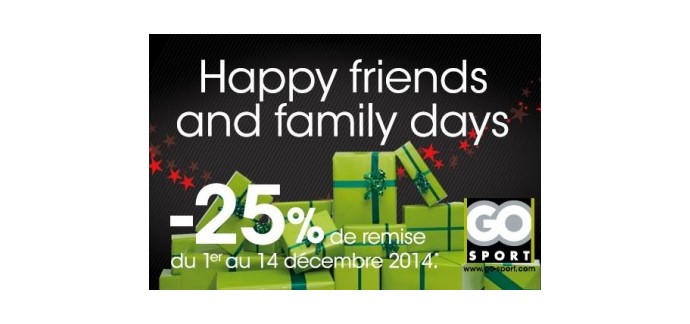 Go Sport: 25% de remise sur tout le site jusqu'au 14 décembre