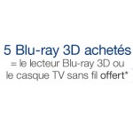 Amazon: 5 Blu-ray 3D achetés = le lecteur Blu-ray 3D ou le casque sans fil Philips à 1€