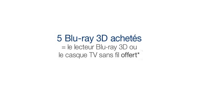 Amazon: 5 Blu-ray 3D achetés = le lecteur Blu-ray 3D ou le casque sans fil Philips à 1€