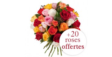 Au Nom de la Rose: 20 roses offertes pour un bouquet rond de 38€