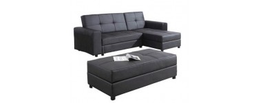 BUT: Canapé d'angle modulable KYUDO simili cuir noir à 397,40€ au lieu de 659€