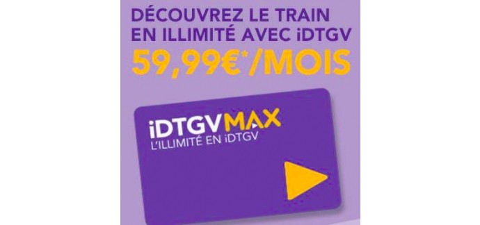 IDTGV: Voyagez en train en illimité avec IDTGV pour 59,99€/mois (10 000 abonnements disponibles)