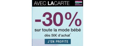 Monoprix: - 30% dès 50€ d'achat sur la mode bébé pour les titulaires de la carte Monoprix