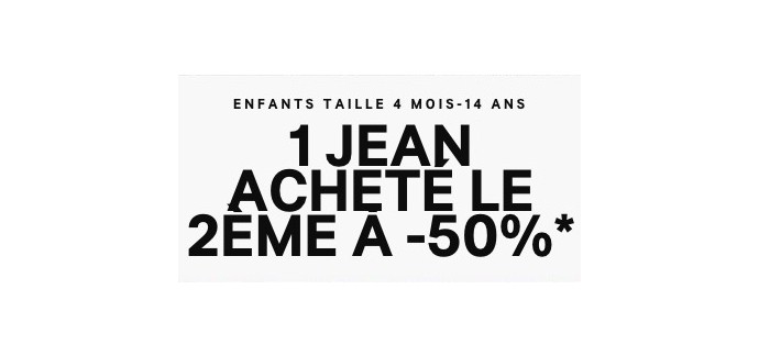 H&M: Un jean enfant acheté = le 2ème à - 50%