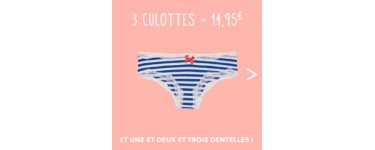 Undiz: 3 culottes pour 14,95€ au lieu de 20,85€