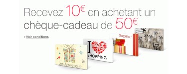 Amazon: 10€ offerts pour 50€ de chèque cadeau