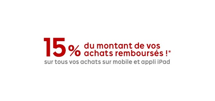 Rakuten: 15 % du montant de vos achats remboursés en commandant sur mobile