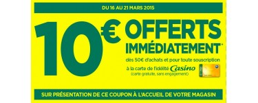Géant Casino: 10€ de remise dès 50€ d'achats en souscrivant la carte de fidélité Géant Casino