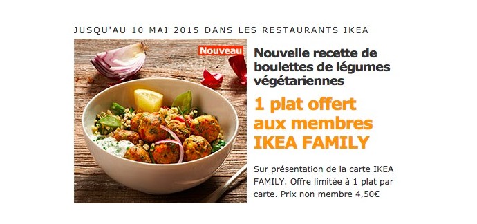 IKEA: [Membres IKEA FAMILY] 1 Bol de boulettes végétariennes offert