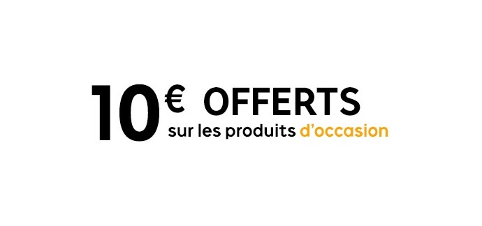 Rakuten: - 10€ dès 60€ d'achat sur les produits d'occasion (limité à 700 utilisations)
