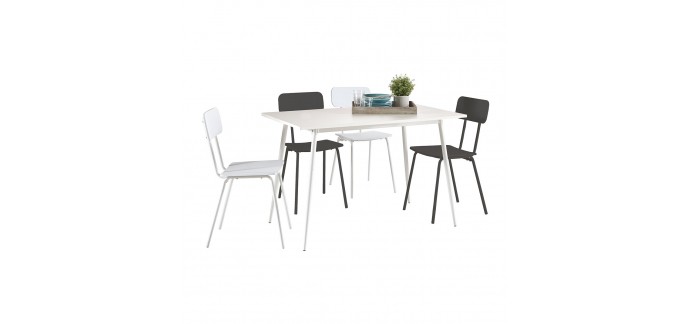 Auchan: Table de cuisine FORMY 60 x120cm + 4 chaises DAB à 99,90€ au lieu de 205€