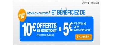 Norauto: 10€ offert dès 110€ d'achat, 5€ par tranche de 60€ supplémentaires