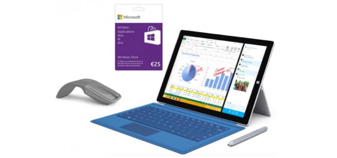 Fnac: 2 tablettes Surface 3, 14 souris sans fil et 56 cartes cadeaux Windows Store
