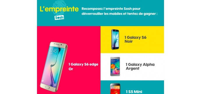 Sosh: 4 Smartphones Samsung Galaxy (Edge, S6, Alpha et S5 mini) à gagner