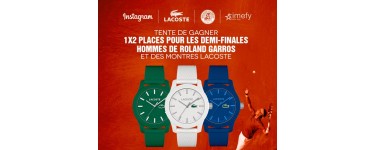 Timefy: 2 places pour les demi-finales hommes de Roland Garros et des montres Lacoste