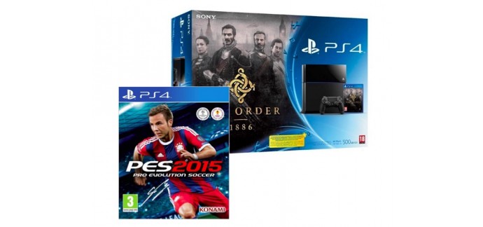 Amazon: Console PS4 500 Go Noire + les jeux The Order 1886 et PES 2015 pour 399€