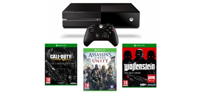 Amazon: La console Xbox One + 3 jeux (Assassin's Creed + Call of Duty AW + Wolfenstein)