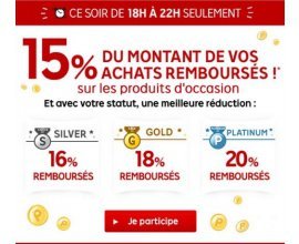 Rakuten: De 18h à minuit : jusqu'à 20% remboursés sur tous les produits d'occasion