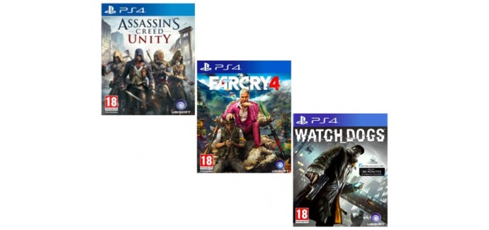 Amazon: Assassin's Creed : Unity ou Far Cry 4 + Watch Dogs pour 39,90€ (PS4 ou Xbox One)