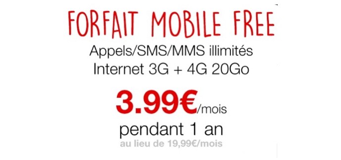 Veepee: Forfait mobile Appels/SMS/MMS illimités + Internet 3G & 4G 20 Go pour 3,99€/mois
