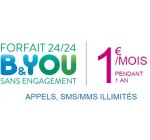 Bouygues Telecom: [Clients Bouygues] Forfait B&You à 1€/mois pendant 1 an