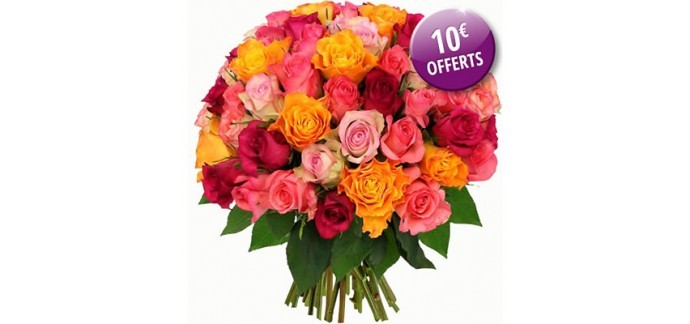 Florajet: Le Bouquet de 50 roses multicolores à 29€ au lieu de 39€