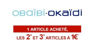 Okaïdi: 1 article acheté, le 2ème et le 3ème à 1 €