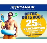Ryanair: - 25% sur une sélection de vols