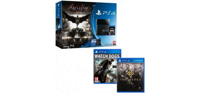 Cdiscount: Console PS4 500 Go + 3 jeux (Batman Arkham Knight, Watch Dogs & The Order 1886)