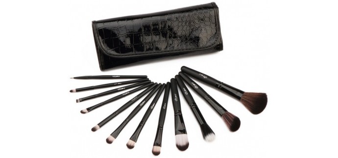 Amazon: Lot de 12 pinceaux de maquillage Glow noir professionnel à 2,99€
