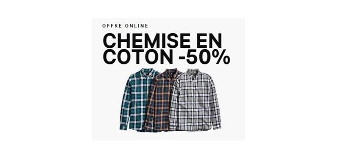H&M: Chemises en coton à carreaux à - 50 %