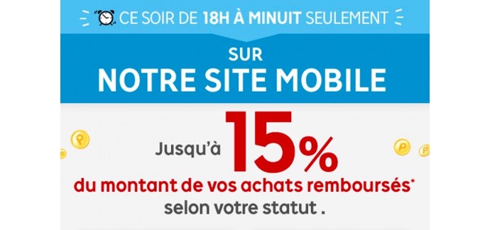 Rakuten: [De 18h à minuit] Mobile Night 10 à 15% de vos achats sur mobile remboursés