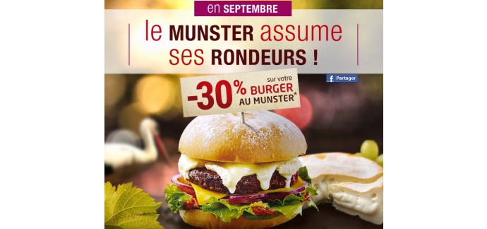 Courtepaille: - 30% sur le Burger au Munster