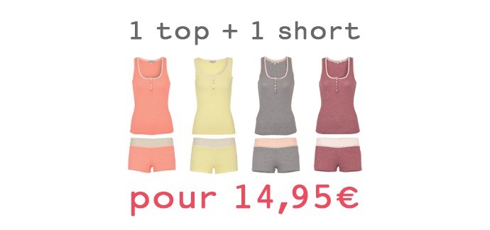 Undiz: 1 Top + 1 Short pour 14,95€