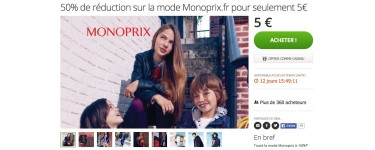 Groupon: Payez 5€ le bon offrant 50% de réduction sur la mode Monoprix.fr