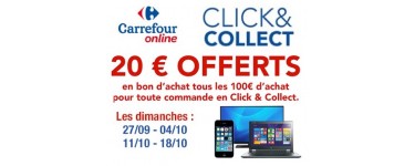 Carrefour: 20€ offerts tous les 100€ d'achat pour toute commande en Click & Collect