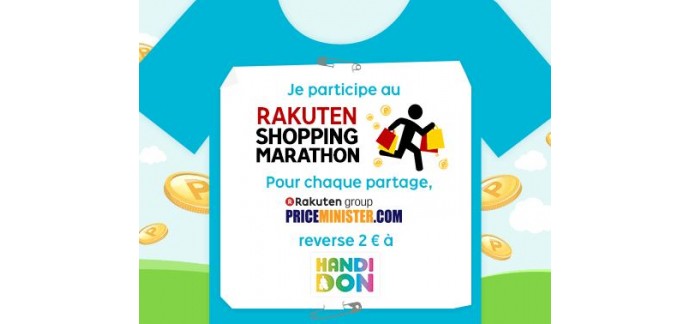Rakuten: 2€ reversés à Handidon pour chaque partage du Shopping Marathon 