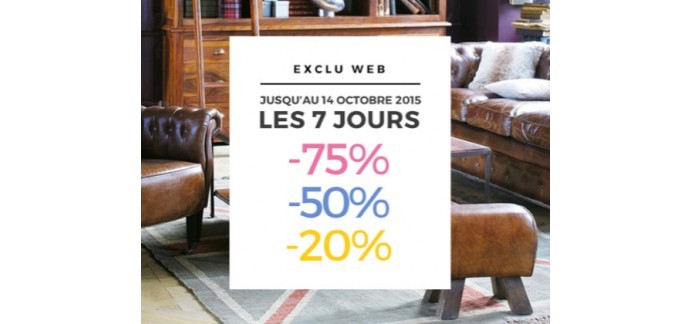 Maisons du Monde: Les 7 jours : de -20% à -75% sur une sélection de meubles et d'objets déco