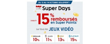 Rakuten: SUPER DAYS : de 10 à 15% de vos achats jeux vidéo remboursés en super points