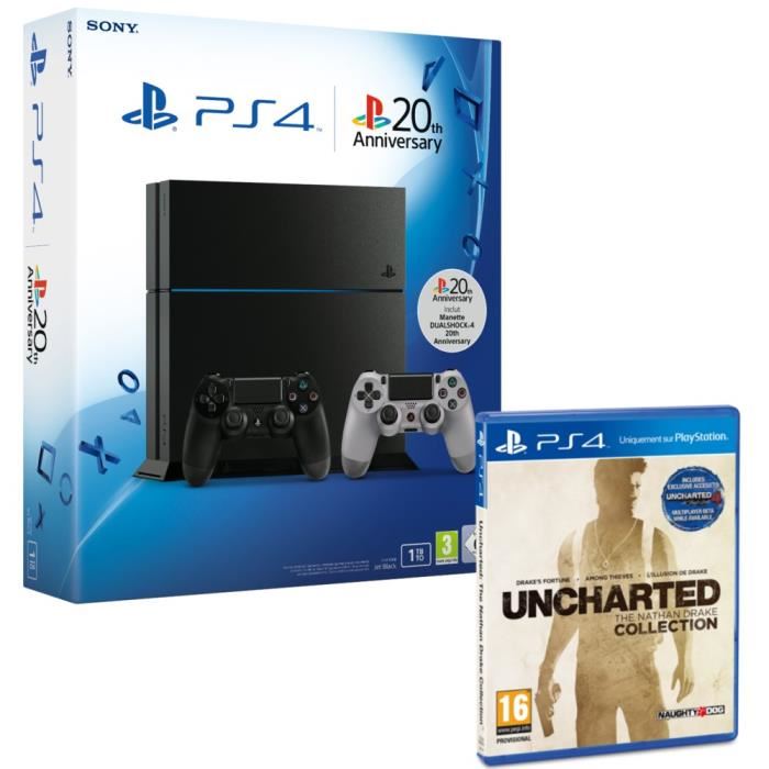 pack sony console ps4 1 to noire 2ème manette dual shock 4 20ème anniversaire Console Sony Ps4 1 To Uncharted Manette Dual Shock Sac A pack sony console ps4 1 to noire 2ème manette dual shock 4 20ème anniversaire